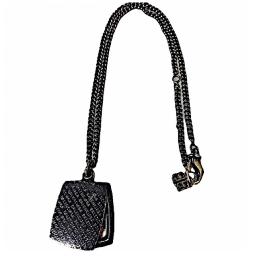 Authentic Balenciaga 19 AW Picture Frame Pendant Stainless Steel Necklace